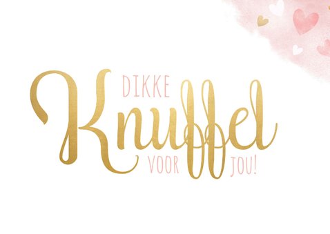 Dikke knuffel beterschapskaart roze met hartjes 2