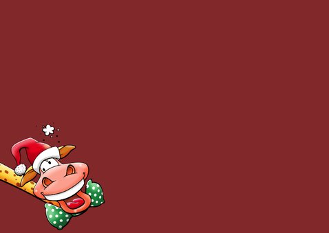 Een verrekt grappige kerstkaart met twee giraffen Achterkant