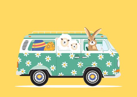 Een vrolijk Volkswagen busje vol paasdieren 3