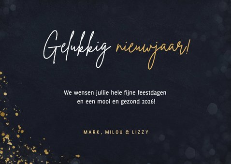 Eenvoudige nieuwjaarskaart met groot jaartal 2026 in goud 3