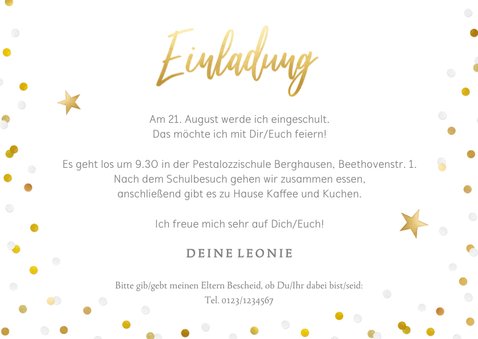 Einladung Einschulung großes Foto & Konfetti 3