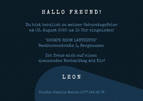 Einladung Escape Room Party - Labyrinth 3