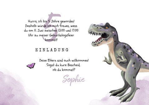 Einladung Kindergeburtstag Dinosaurier Mädchen 3