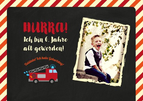 Einladung Kindergeburtstag Feuerwehr mit Foto 2