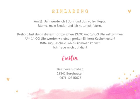 Einladung Kindergeburtstag gezeichnetes Einhorn 3