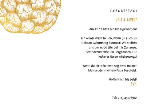 Einladung Kindergeburtstag goldene Ananas und Foto 3