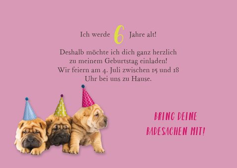 Einladung Kindergeburtstag Hundeparty mit Foto 3