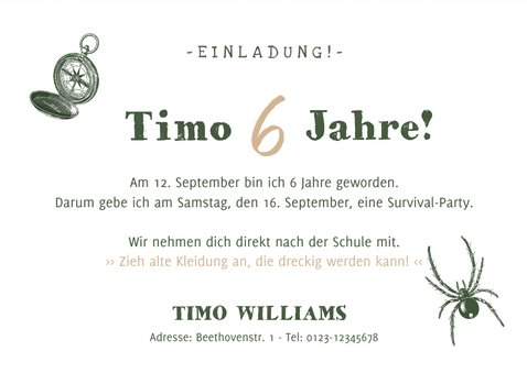 Einladung Kindergeburtstag Safari Tiere mit Foto 3