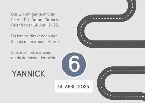 Einladung Kindergeburtstag Straße und Verkehrsschild 3