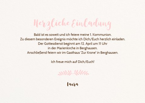 Einladung Kommunion Mädchen großes Foto und Symbole 3