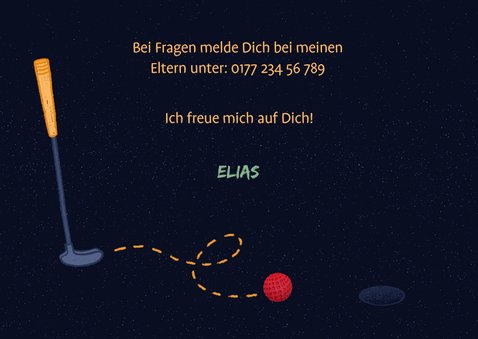 Einladung Minigolf-Party - Funky Lettering 3