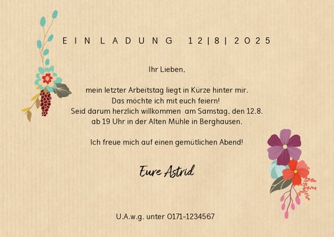 Einladung Mit Blumen Zum Ruhestand Kaartje2go