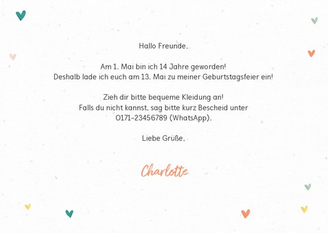 Einladung mit Wegweiser und bunten Herzen 3