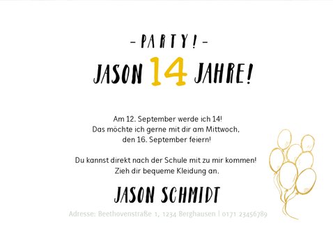 Einladung zum 14. Geburtstag grüne Graffiti Kaartje2go