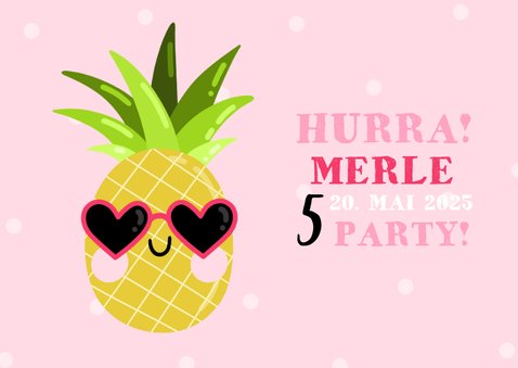 Einladung zum Kindergeburtstag Ananas mit Sonnenbrille 2
