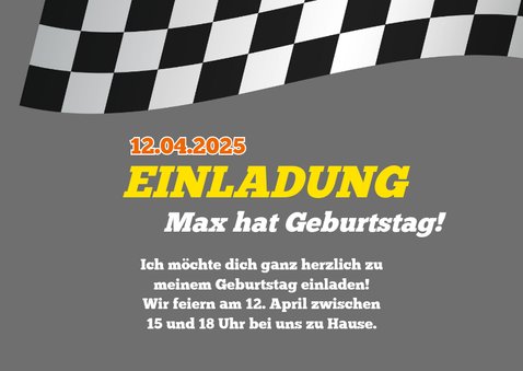 Einladung zum Kindergeburtstag Formel-1-Auto 2