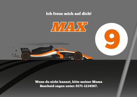 Einladung zum Kindergeburtstag Formel-1-Auto 3