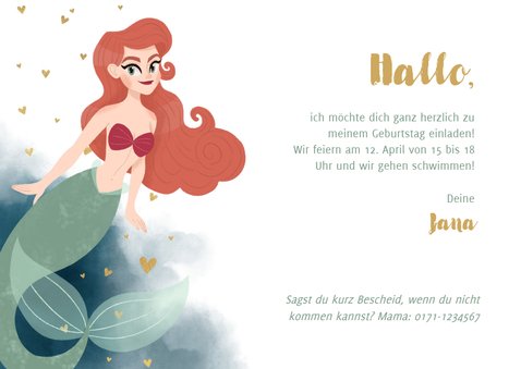 Einladung zum Kindergeburtstag mit Meerjungfrau & Foto 3
