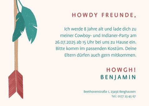 Einladung zur Cowboy- und Indianerparty - Lettering 3