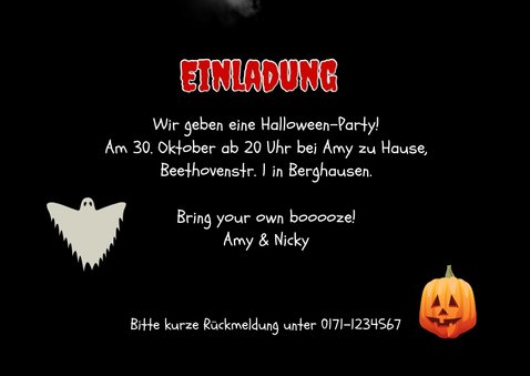 Einladung Zur Halloweenparty Spinnennetz Foto Kaartje2go