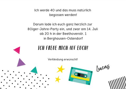 Einladung Zur Mottoparty Eighties 1980 Kaartje2go