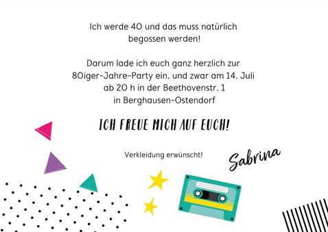 Einladung zur Mottoparty Eighties 1982 3