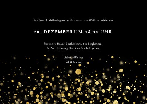 Einladung zur Weihnachtsfeier goldene Konfetti 3
