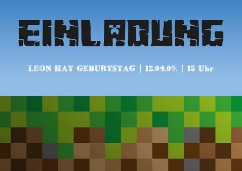 Einladungksarte zum Minecraft-Kindergeburtstag 2