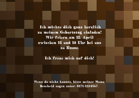 Einladungksarte zum Minecraft-Kindergeburtstag 3