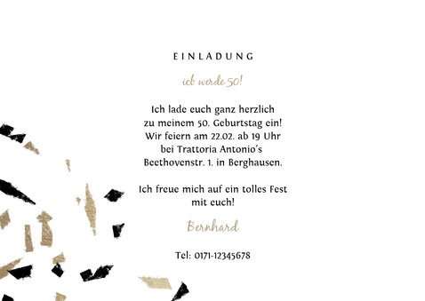 Einladungskarte 1970 Fotocollage und Konfetti 3