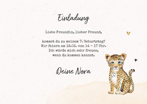 Einladungskarte Kindergeburtstag Foto & Leopard 3