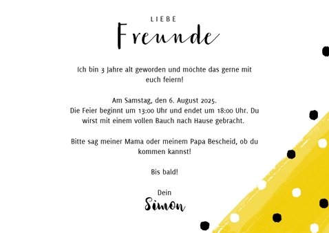 Einladungskarte Kindergeburtstag Konfetti und Foto 3