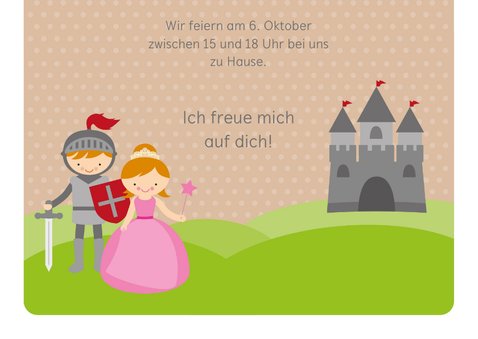 Einladungskarte Kindergeburtstag Ritter und Prinzessin 3