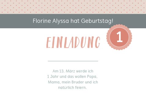 Einladungskarte Kindergeburtstag sanftes Rosé mit Foto 2