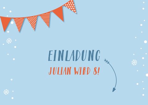 Einladungskarte Kindergeburtstag Schneefuchs 2