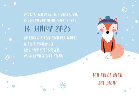 Einladungskarte Kindergeburtstag Schneefuchs 3