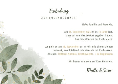 Einladungskarte Zum 10 Hochzeitstag Mit Foto Kaartje2go