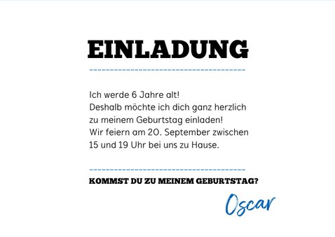 Einladungskarte zum Fußballgeburtstag Junge 3