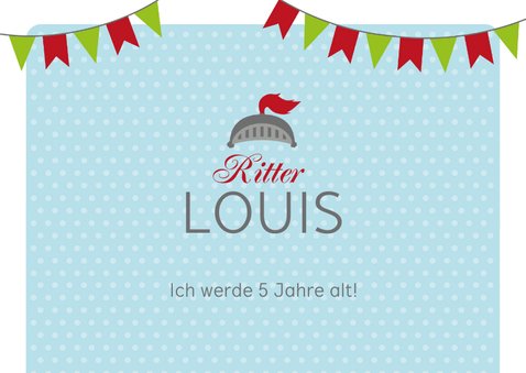 Einladungskarte zum Kindergeburtstag Ritter 2