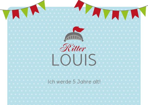 Einladungskarte zum Kindergeburtstag Ritter 2