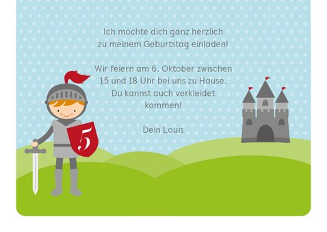 Einladungskarte zum Kindergeburtstag Ritter 3