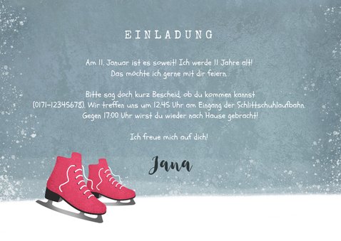 Einladungskarte zum Schlittschuhlaufen mit Foto Mädchen 3