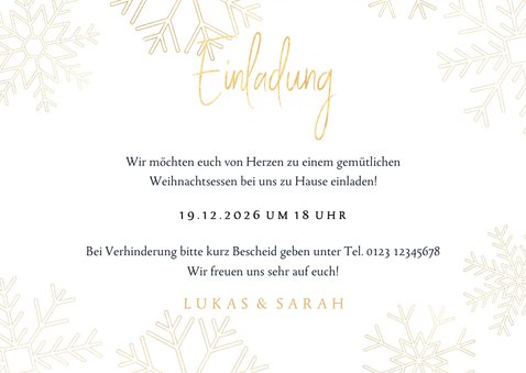 Einladungskarte zum Weihnachtsessen Schneeflocken 3