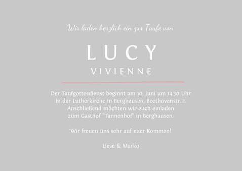 Einladungskarte zur Taufe Foto rosé Taube 3