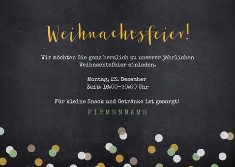 Einladungskarte zur Weihnachtsfeier mit Sektgläsern 3