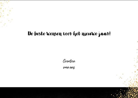 Feestelijke kerstkaart vele gouden sterretjes met foto 3