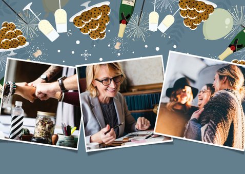 Feestelijke uitnodiging online nieuwjaarsborrel champagne 2