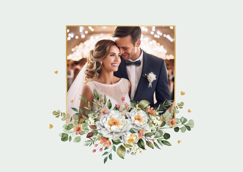 Felicitatie 10 jaar getrouwd klassiek goud bloemen hartjes 2