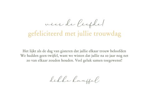 Felicitatie 10 jaar getrouwd klassiek goud bloemen hartjes 3