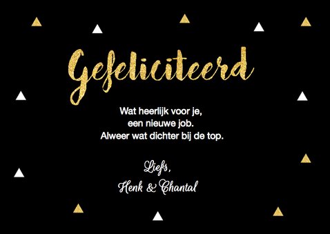 Felicitatie baan driehoekjes goud 3